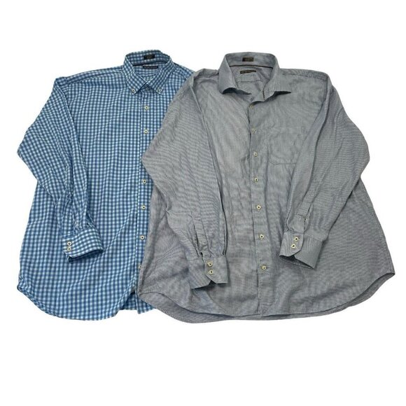 Peter Millar Bundle Lot of 2 Button Down Shirt Long Sleeve Gingham size XXL 2XL - Picture 1 of 8